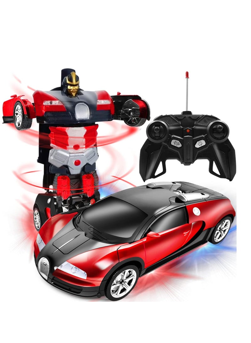 Children's Remote Control Car Robot Transformation Toy,360°Rotating Drifting,ABS Material,Boy Girl Toy Gift Robot Intelligent Car (Red) ﻿ - Image 1